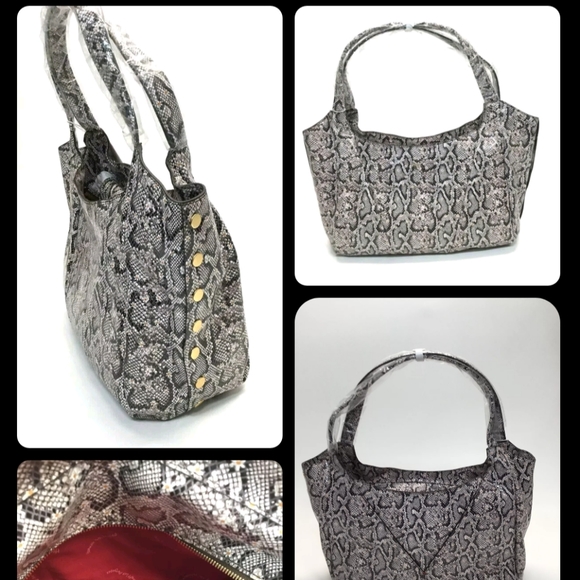 Hammitt Daisy Snake Zip Large Tote Purse Handbag New Ferris Brushed Gold Leather